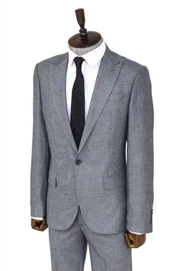 Men's Grey Houndstooth 2-Piece Slim Fit Suit
