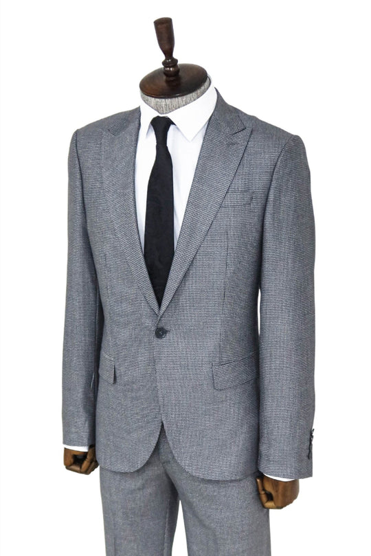 Men's Grey Houndstooth 2-Piece Slim Fit Suit