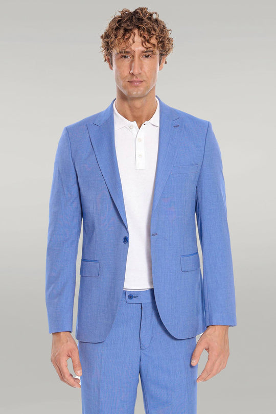 Men's Cornflower Blue Textured Slim Fit 2-Piece Suit