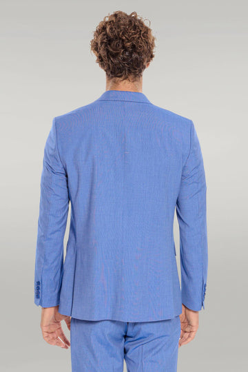 Men's Cornflower Blue Textured Slim Fit 2-Piece Suit