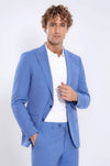 Men's Cornflower Blue Textured Slim Fit 2-Piece Suit
