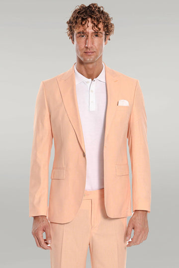 Men's Apricot Peach Textured Slim Fit 2-Piece Suit