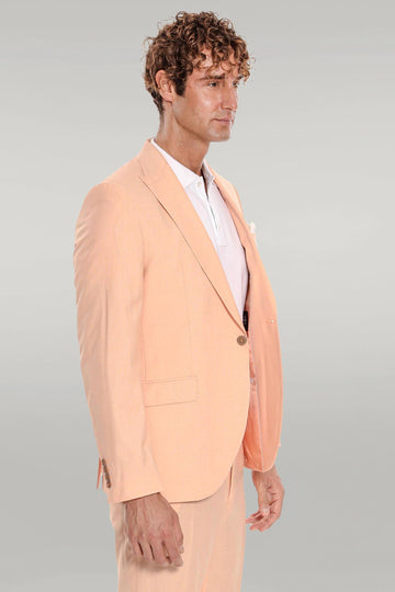 Men's Apricot Peach Textured Slim Fit 2-Piece Suit