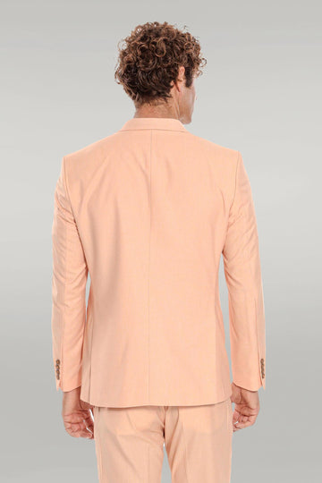 Men's Apricot Peach Textured Slim Fit 2-Piece Suit