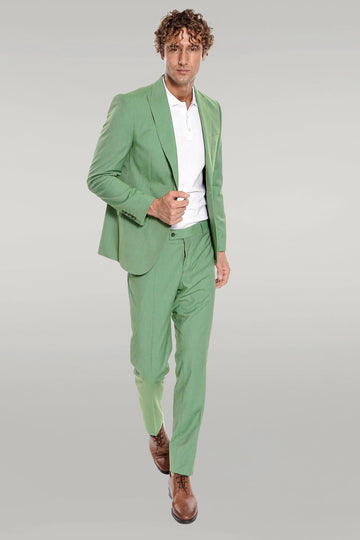 Men's Sage Green Textured Slim Fit 2-Piece Suit