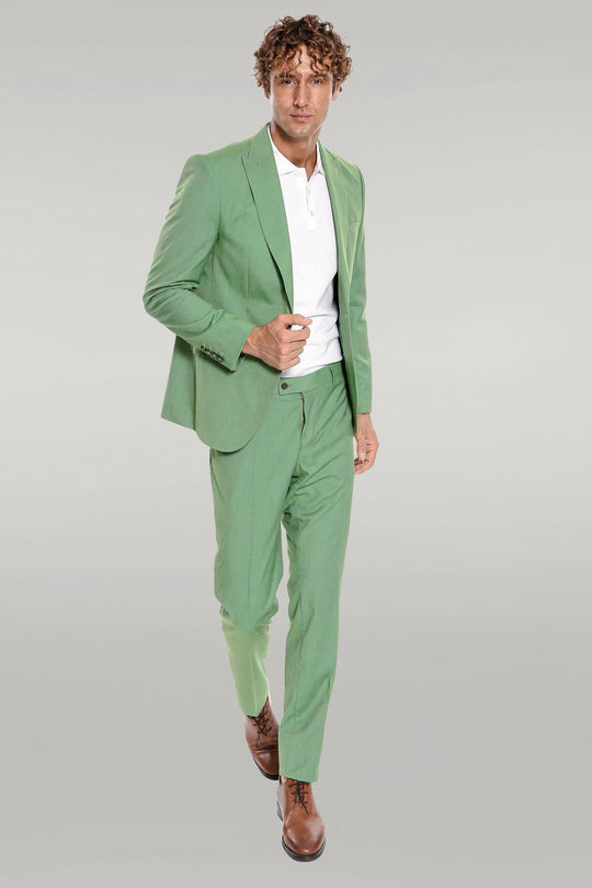 Men's Sage Green Textured Slim Fit 2-Piece Suit