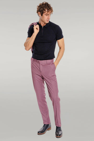 Men's Mauve Textured Slim Fit 2-Piece Suit