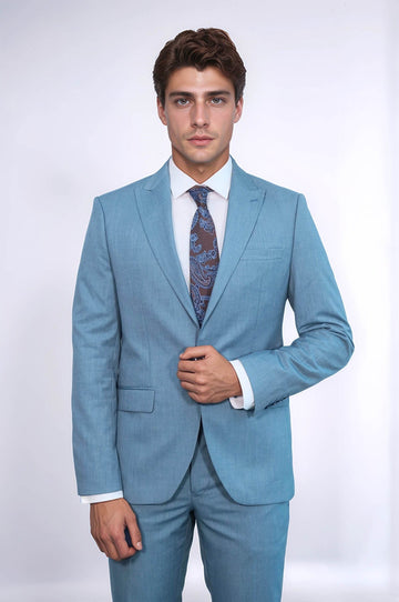 Men's Oil Green Textured Slim Fit 2-Piece Suit