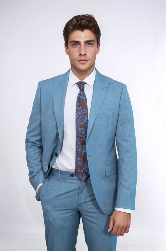 Men's Oil Green Textured Slim Fit 2-Piece Suit