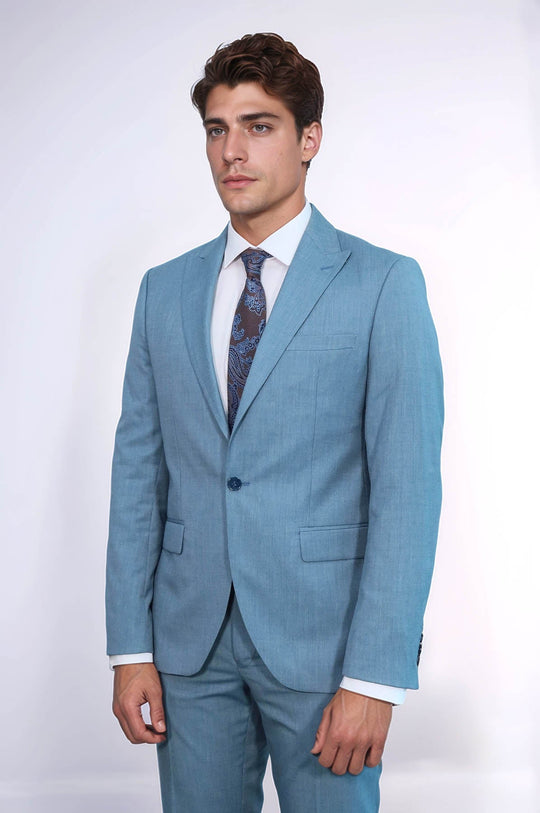 Men's Oil Green Textured Slim Fit 2-Piece Suit