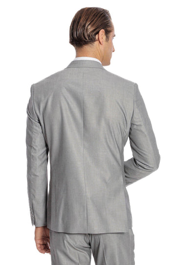 Men's Light Grey Plain 2-Piece Slim Fit Suit
