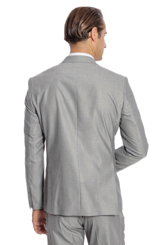 Men's Light Grey Plain 2-Piece Slim Fit Suit