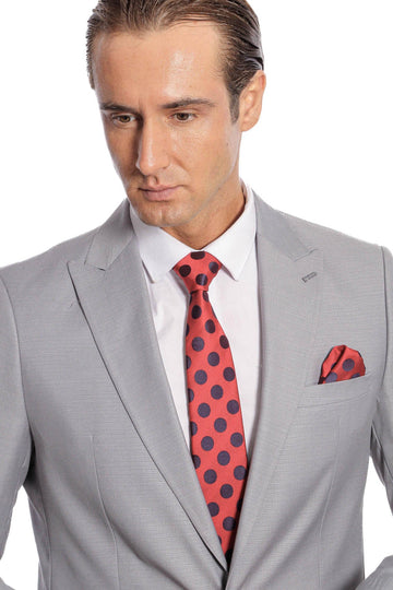 Men's Light Grey Plain 2-Piece Slim Fit Suit