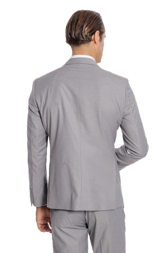 Men's Light Grey Plain 2-Piece Slim Fit Suit