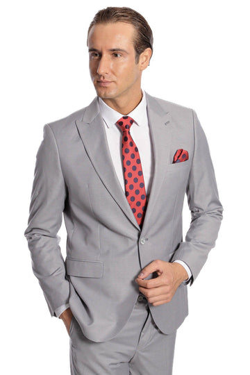 Men's Light Grey Plain 2-Piece Slim Fit Suit