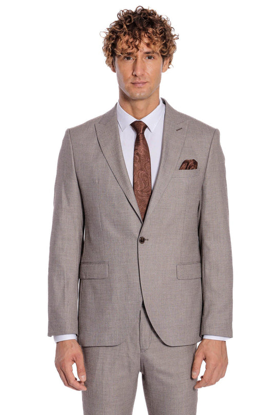 Men's Light Brown Slim Fit 2-Piece Suit