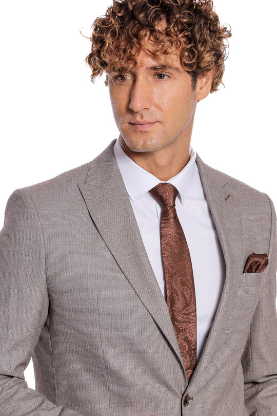 Men's Light Brown Slim Fit 2-Piece Suit