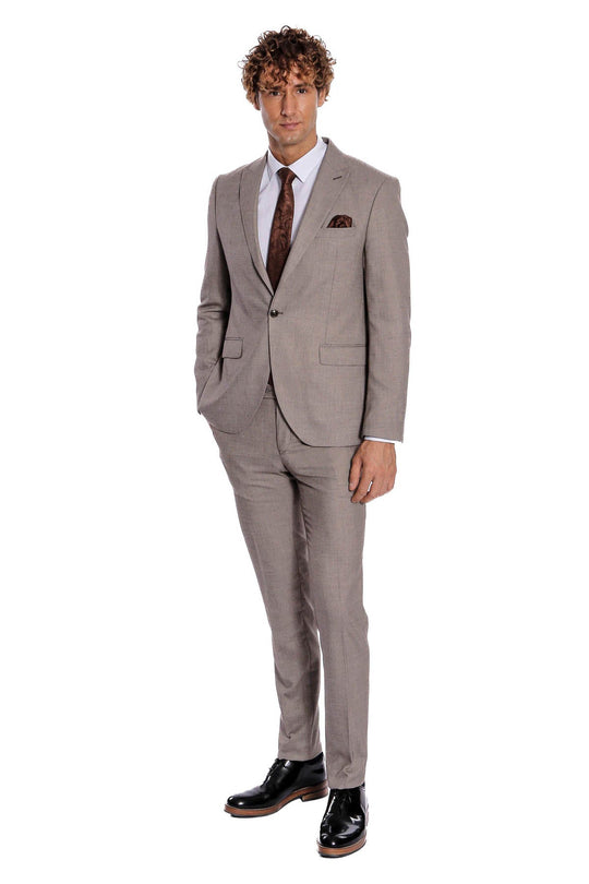 Men's Light Brown Slim Fit 2-Piece Suit