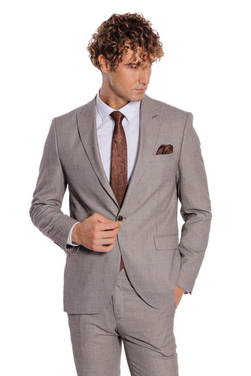 Men's Light Brown Slim Fit 2-Piece Suit