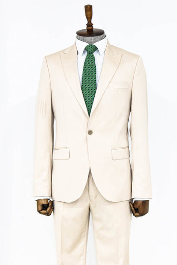 Men's Cream 2-Piece Slim Fit Suit