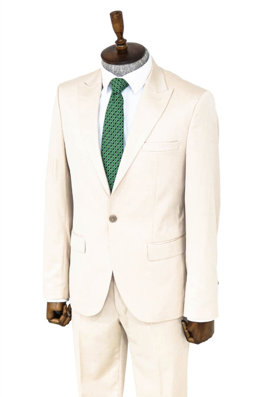Men's Cream 2-Piece Slim Fit Suit