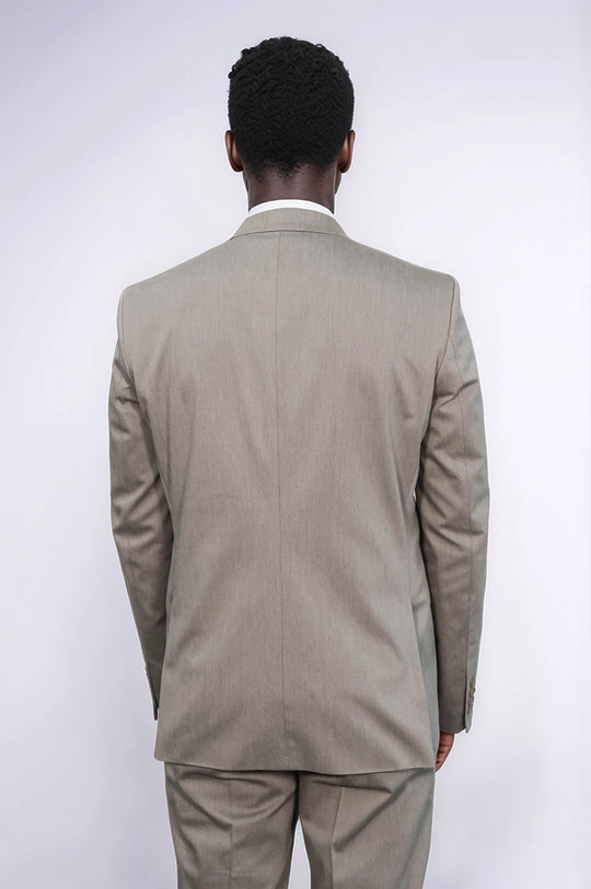Men's Beige Single-Button 2-Piece Slim Fit Suit