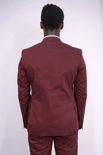 Men's Burgundy Single-Button 2-Piece Slim Fit Suit