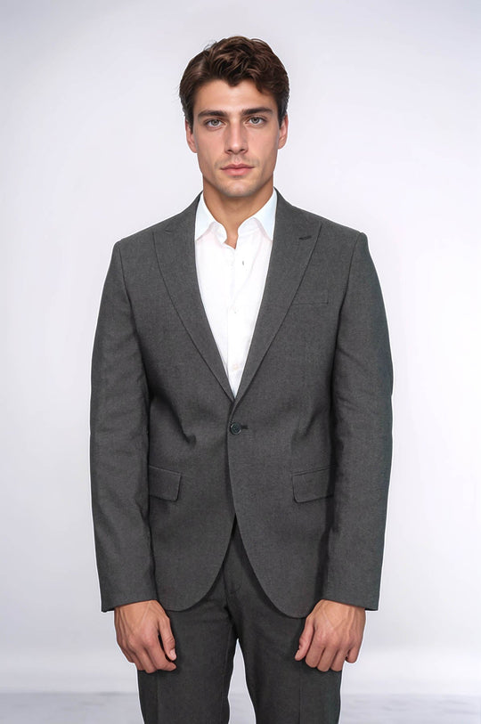Men's Black Single-Button 2-Piece Slim Fit Suit