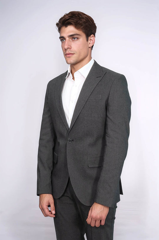 Men's Black Single-Button 2-Piece Slim Fit Suit