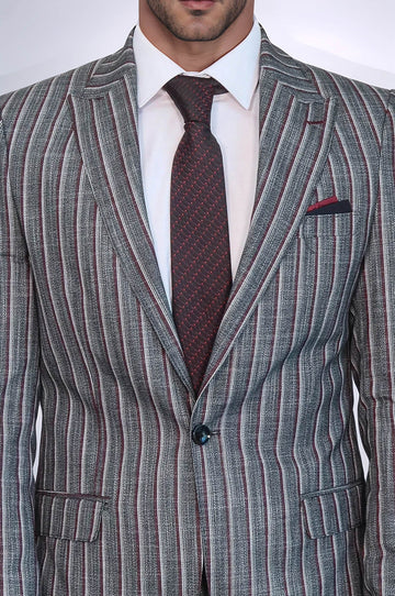 Men's Slate Grey Chalk Stripe Slim Fit 2-Piece Suit