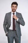 Men's Slate Grey Chalk Stripe Slim Fit 2-Piece Suit