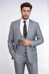 Men's Silver Steel 3-Piece Slim Fit Suit