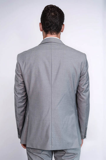 Men's Silver Steel 3-Piece Slim Fit Suit