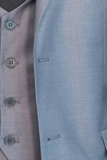 Men's Silver Steel 3-Piece Slim Fit Suit