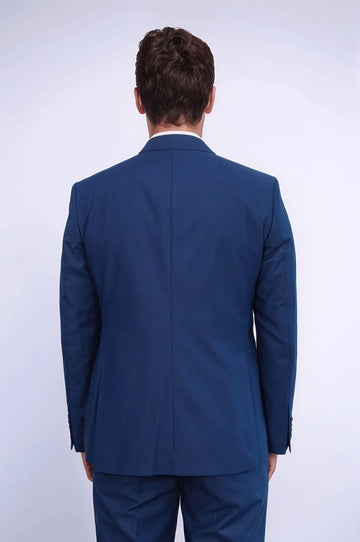 Men's Sapphire Blue 3-Piece Slim Fit Suit
