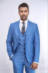 Men's Sky Blue Solid Slim Fit 3-Piece Suit