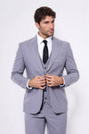 Men's Grey 3-Piece Slim Fit Suit with Tailored Waistcoat