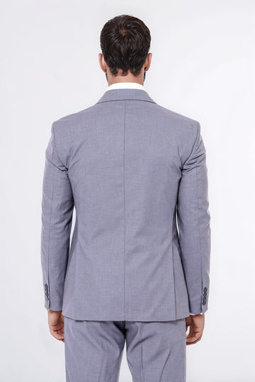 Men's Grey 3-Piece Slim Fit Suit with Tailored Waistcoat