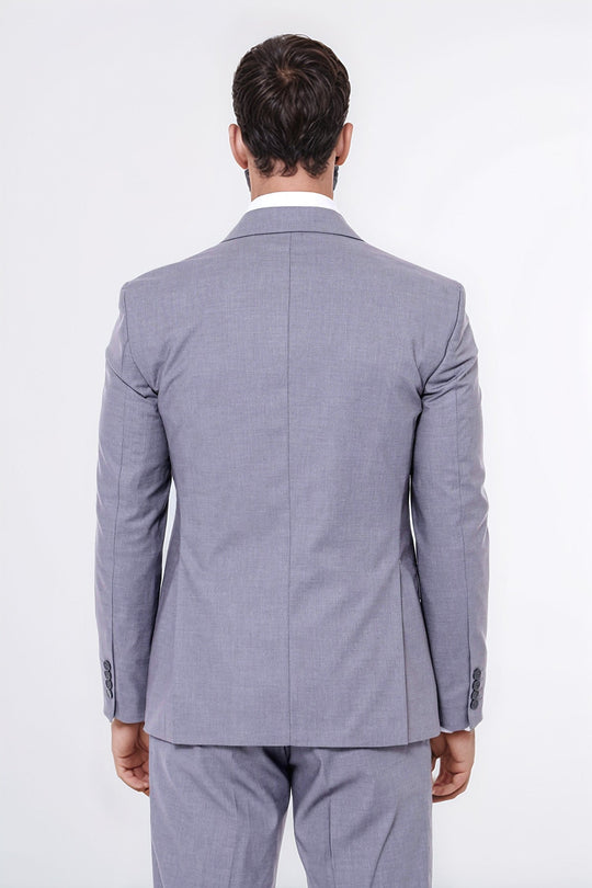 Men's Grey 3-Piece Slim Fit Suit with Tailored Waistcoat