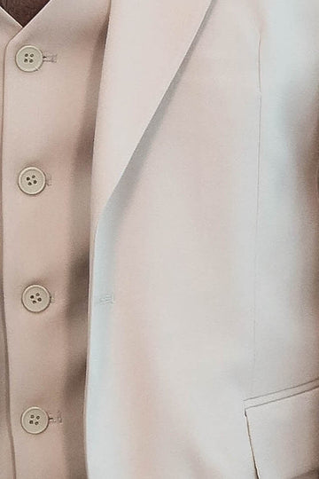 Men's Stone Beige Solid Slim Fit 3-Piece Suit