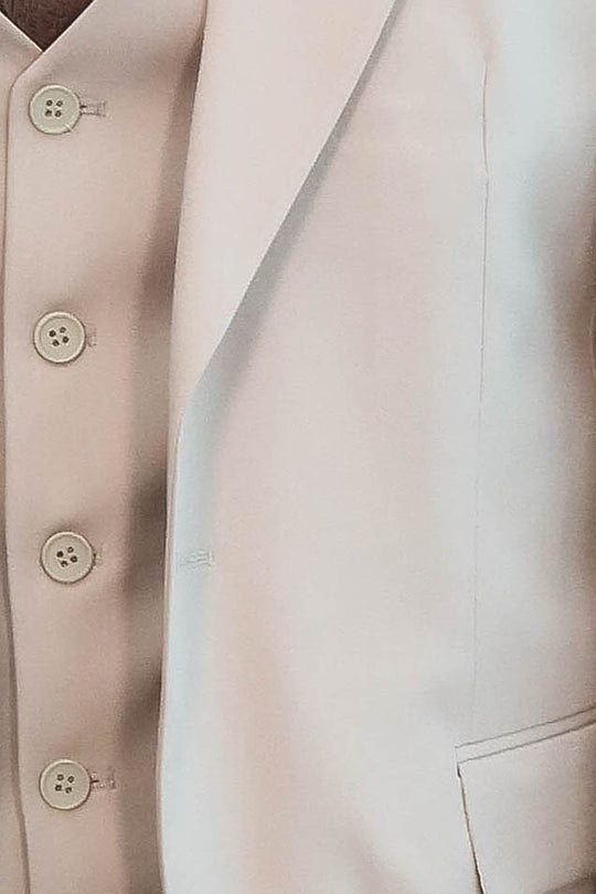 Men's Stone Beige Solid Slim Fit 3-Piece Suit