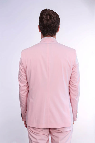 Men's Pink 3-Piece Slim Fit Suit with Tailored Waistcoat