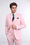 Men's Pink 3-Piece Slim Fit Suit with Tailored Waistcoat