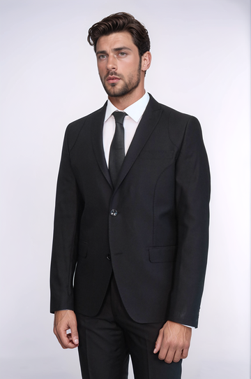 Men's Classic Jet Black 2-Piece Slim Fit Suit