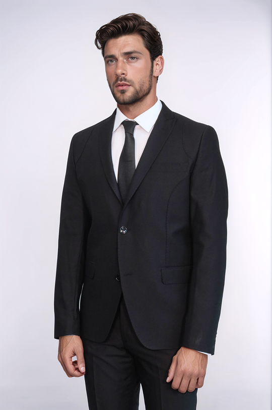Men's Classic Jet Black 2-Piece Slim Fit Suit