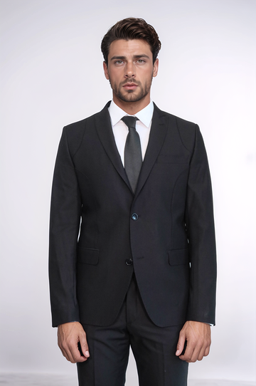 Men's Classic Jet Black 2-Piece Slim Fit Suit