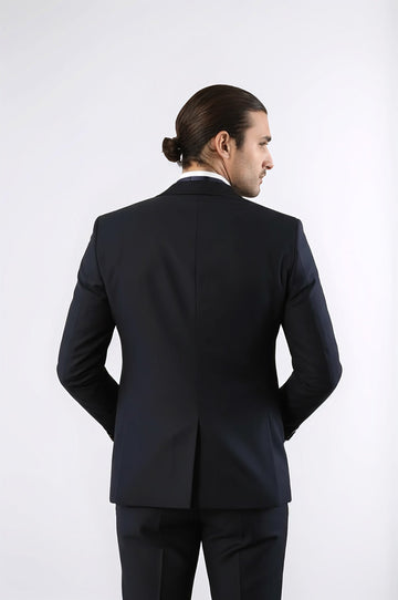 Men's Midnight Blue 2-in-1 Tuxedo with Removable Peak Lapel - Slim Fit