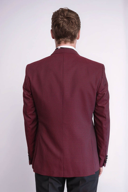 Burgundy Plaid 3-Piece Slim Fit Tuxedo – Wessi