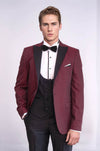 Burgundy Plaid 3-Piece Slim Fit Tuxedo – Wessi