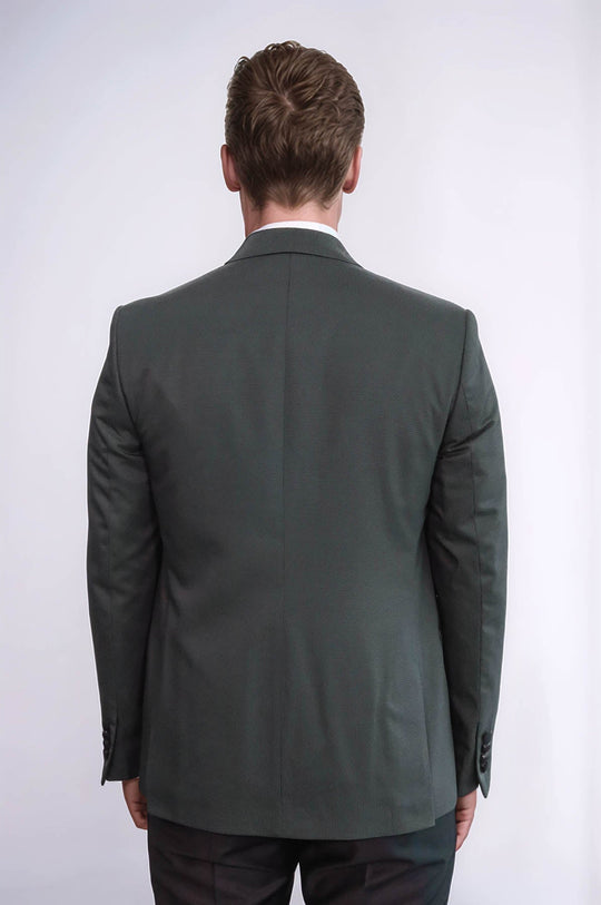 Men's Forest Green Micro-Dot 3-Piece Slim Fit Tuxedo with Velvet Lapel